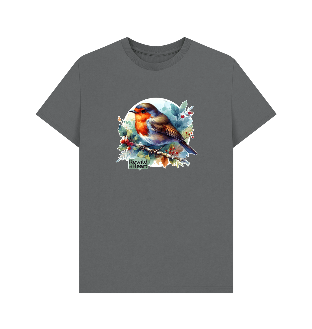 Slate Grey Robin Redbreast Men's T-Shirt