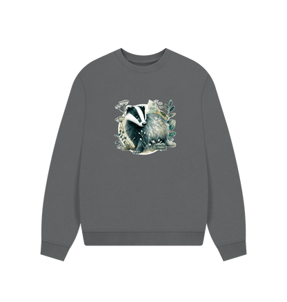 Slate Grey Badger Wanderer Women's Oversized Jumper