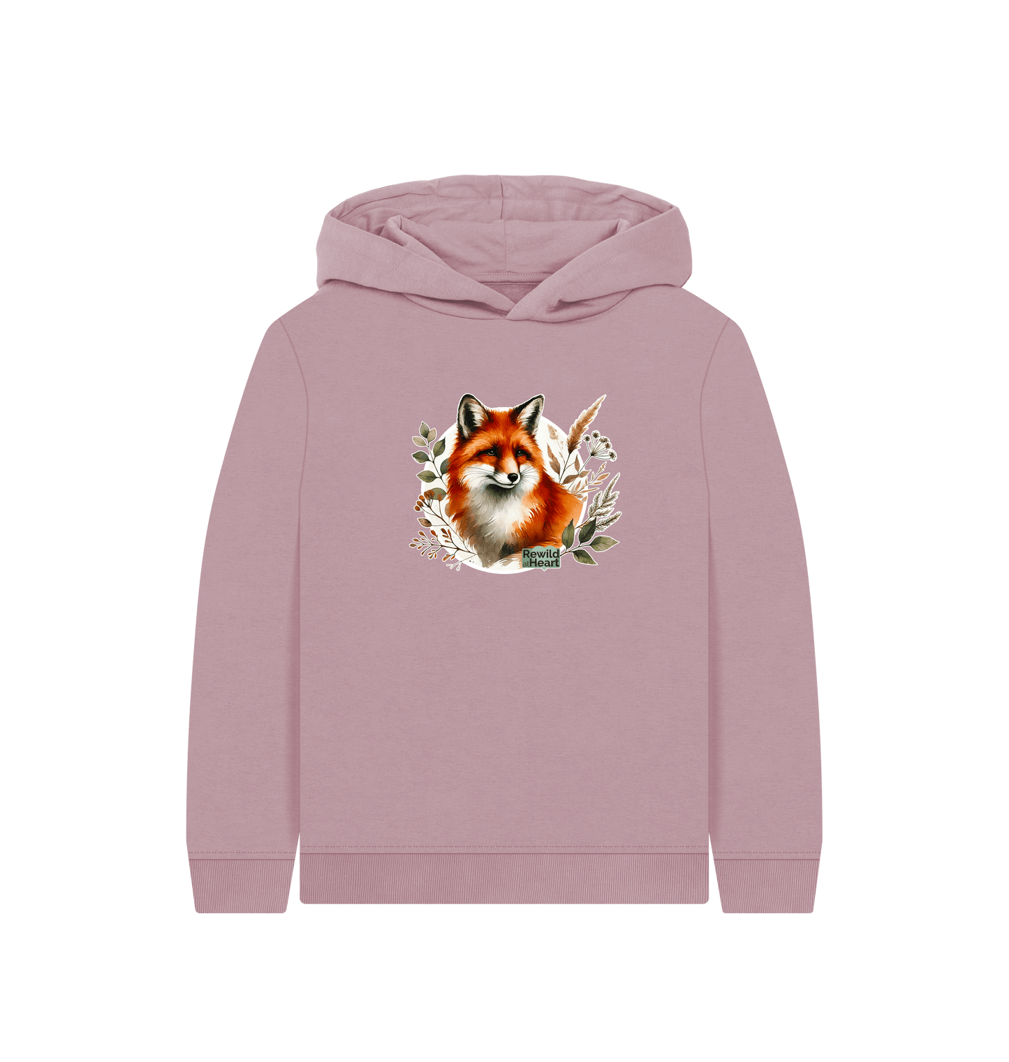 Mauve Printed Kids Hoodie Front