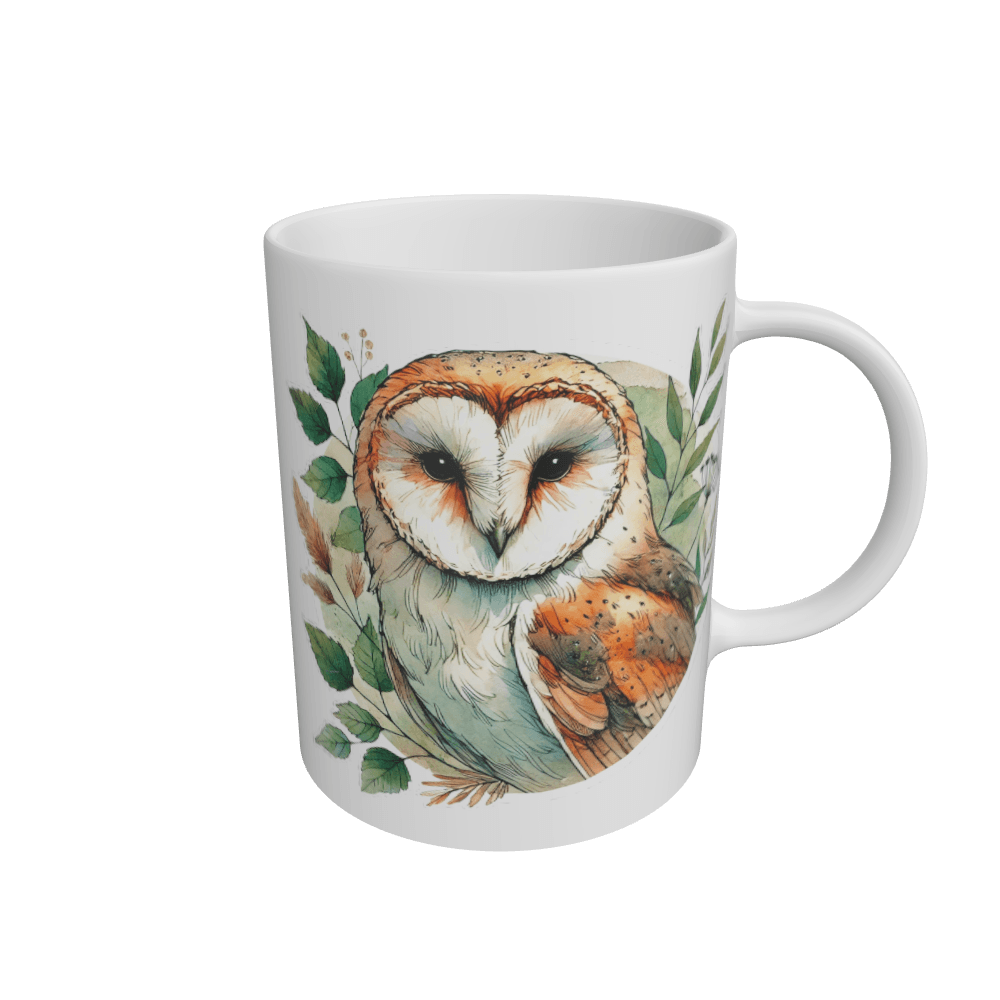 White Barn Owl Woodland Mug