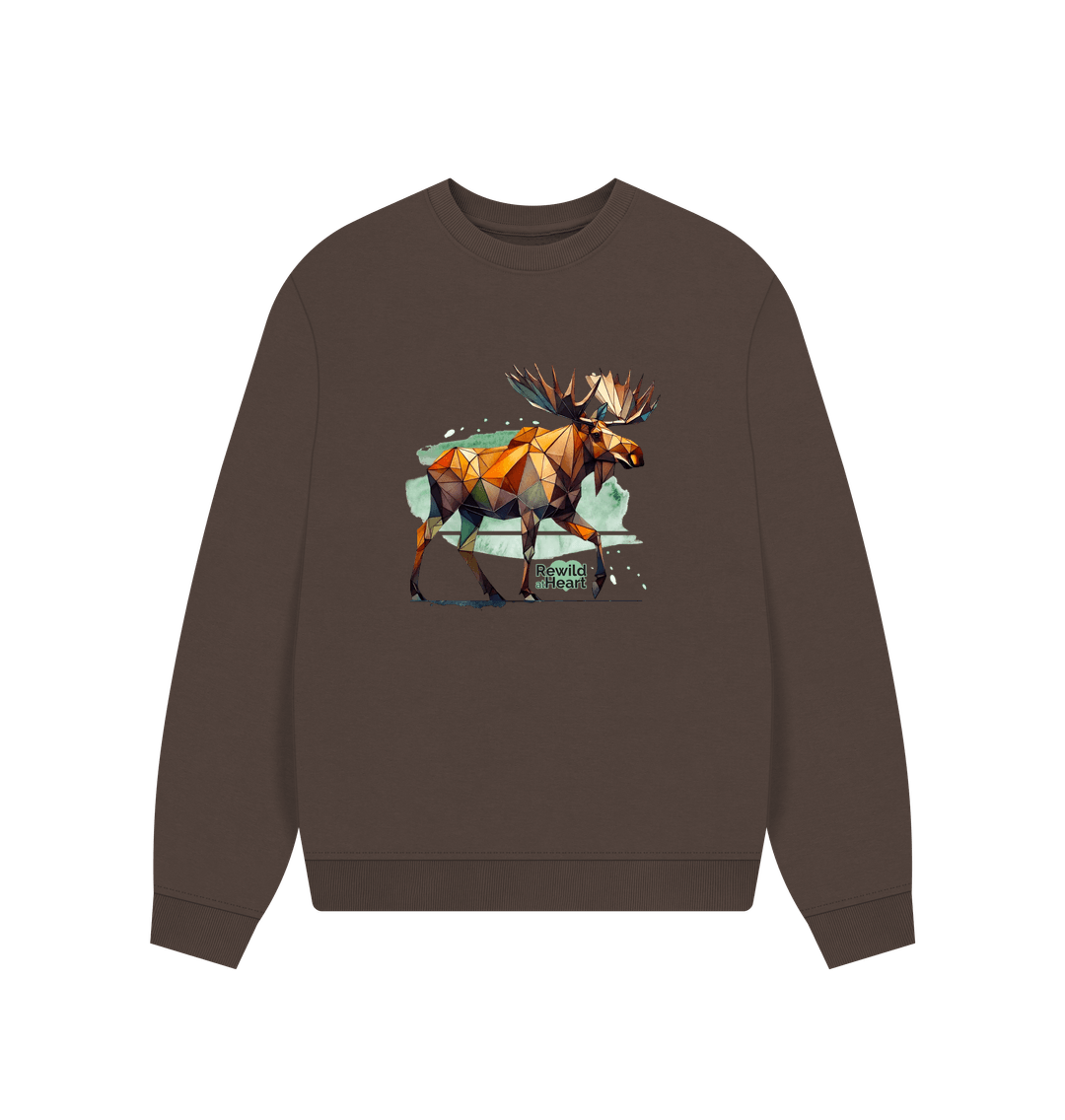 Chocolate Mighty Moose Mosaic Women's Oversized Jumper