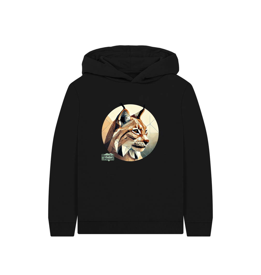 Black Printed Kids Hoodie Front
