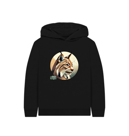 Black Printed Kids Hoodie Front