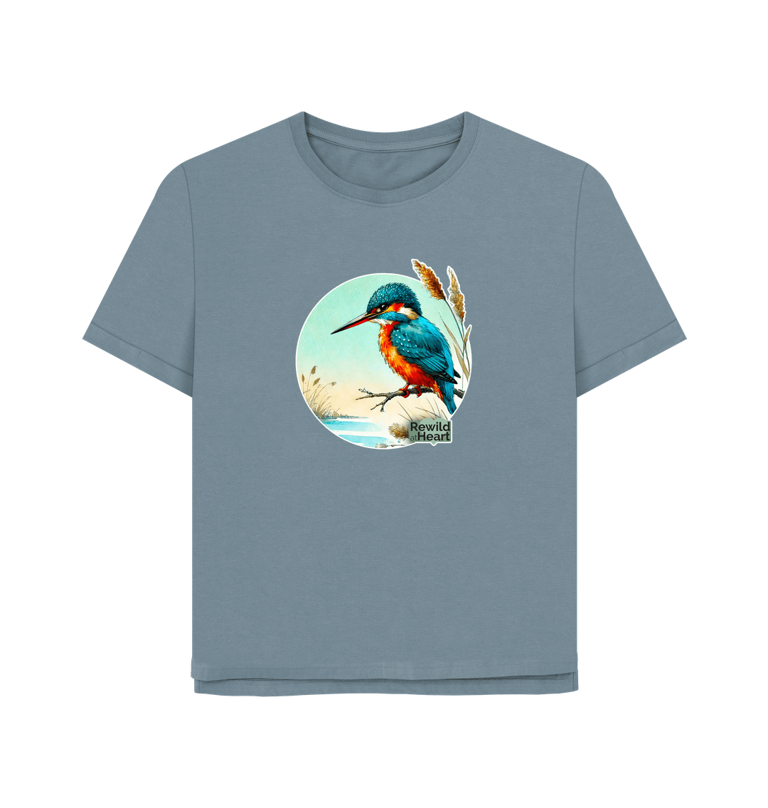 Stone Blue Kingfisher in the Reeds Women's Relaxed-Fit T-Shirt