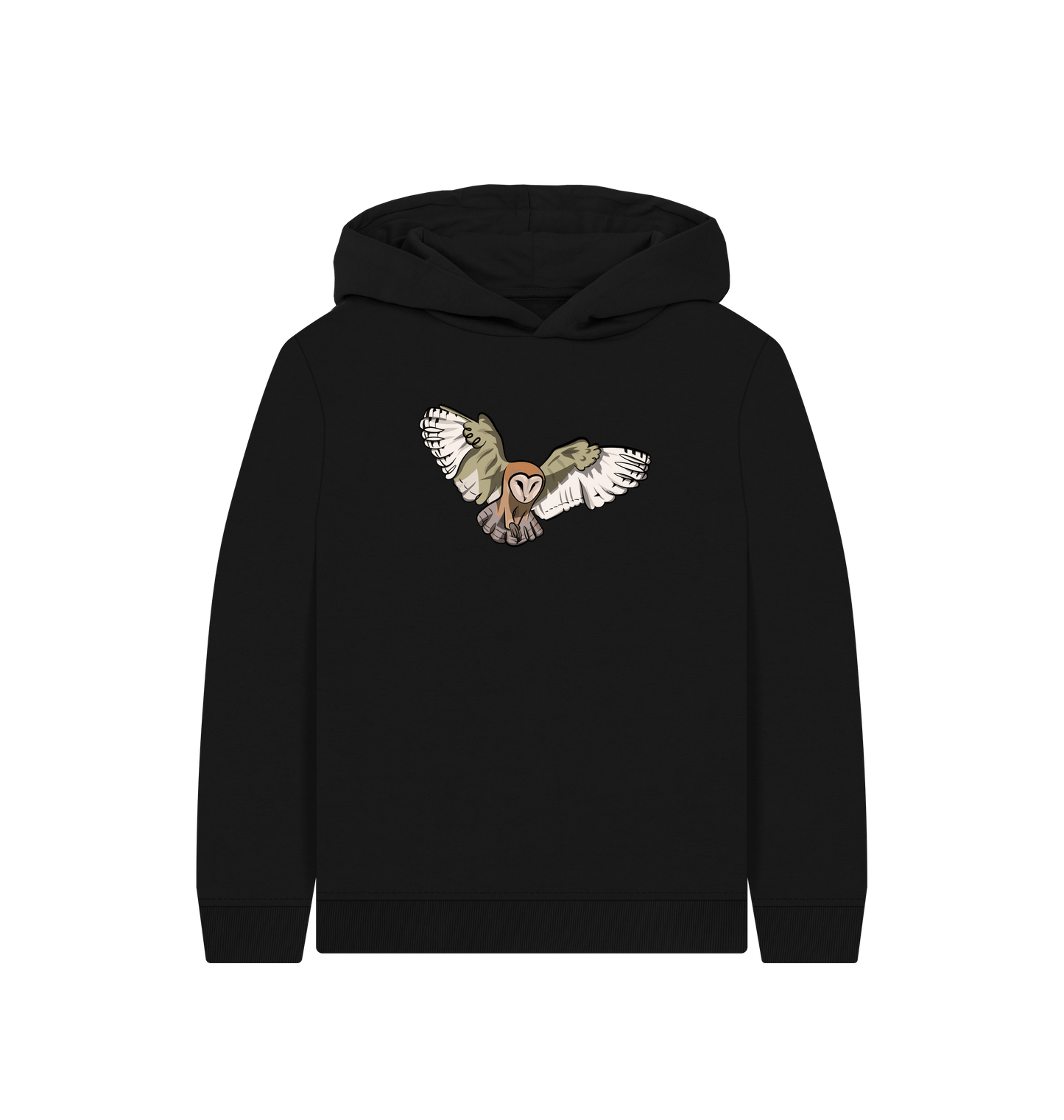 Black Printed Kids Hoodie Front