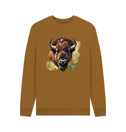 Brown Bison with Wildflowers & Butterflies Men's Jumper