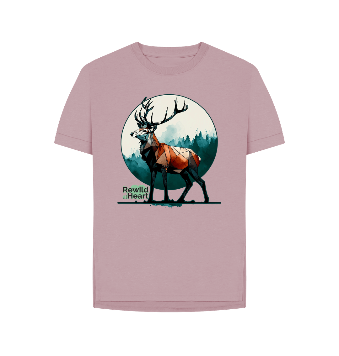 Mauve Red Deer Rewild Side | Relaxed-Fit Women's T-Shirt