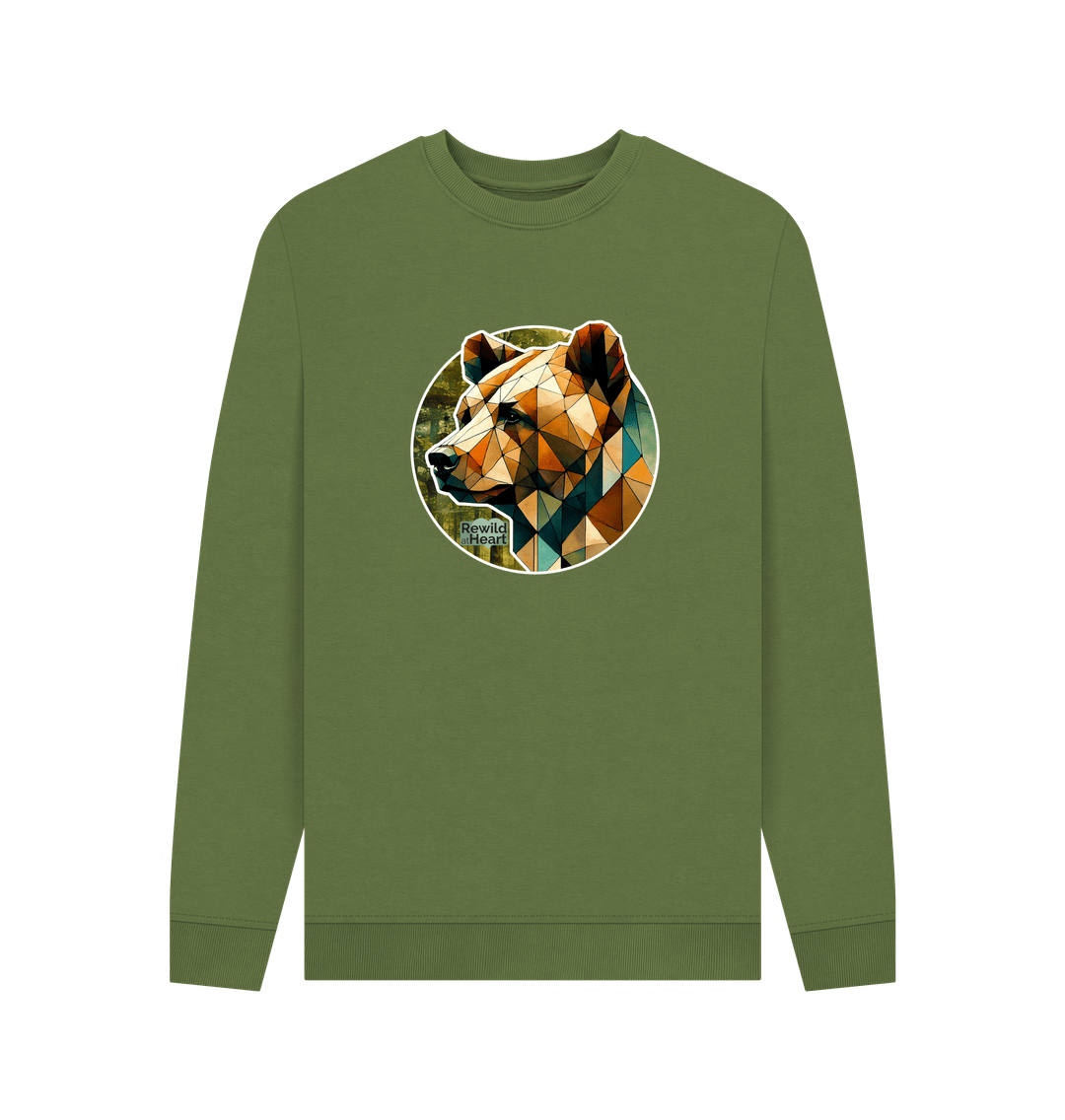 Khaki Printed Sweater Front