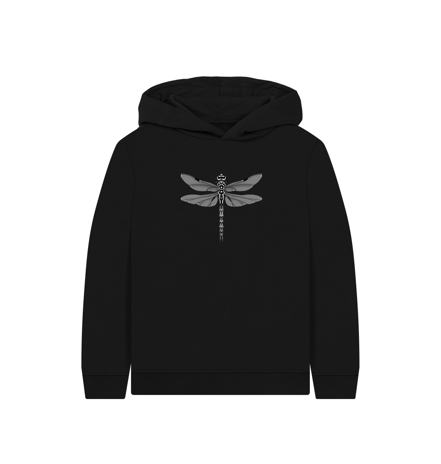 Black Printed Kids Hoodie Front