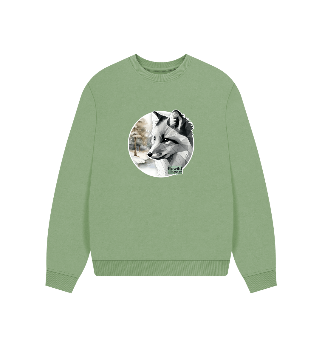 Sage Silent Arctic Fox Women's Oversized Jumper