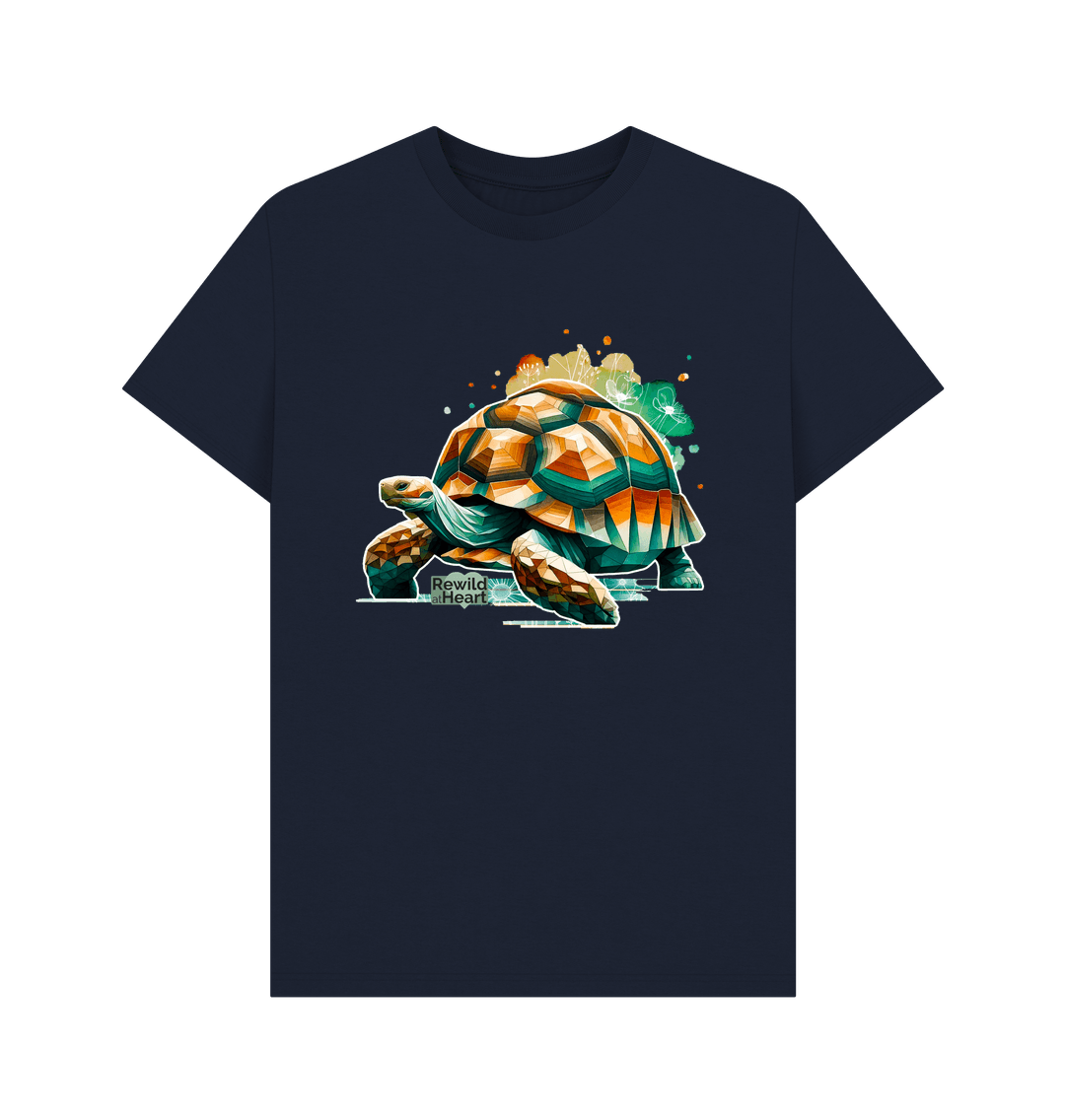 Navy Blue Giant Tortoise Wildflower Men's T-Shirt