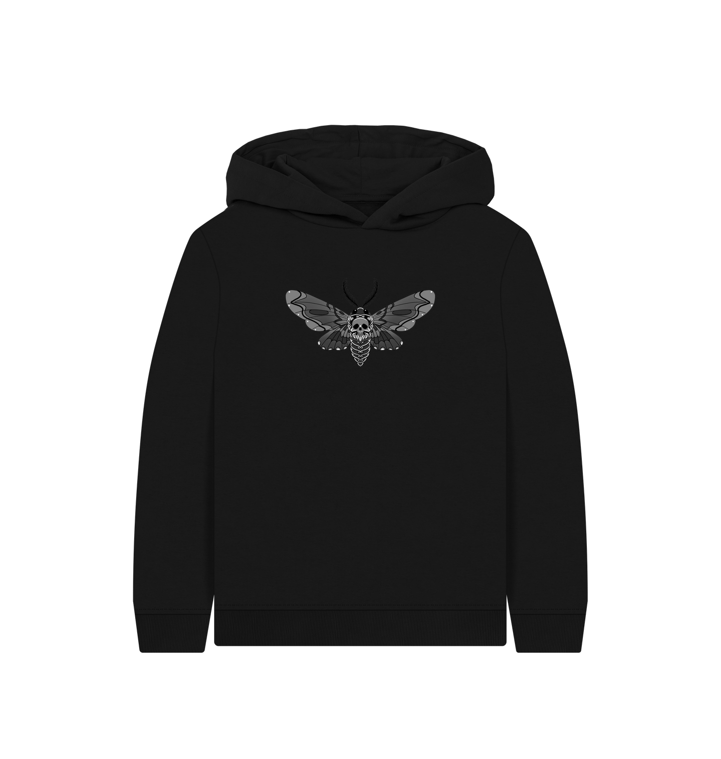 Black Printed Kids Hoodie Front