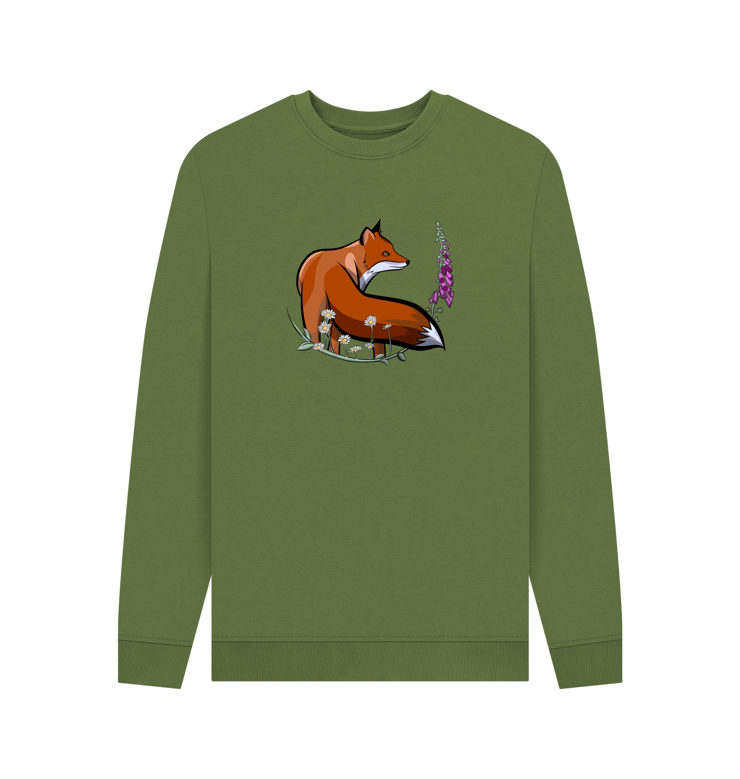 Khaki Printed Sweater Front