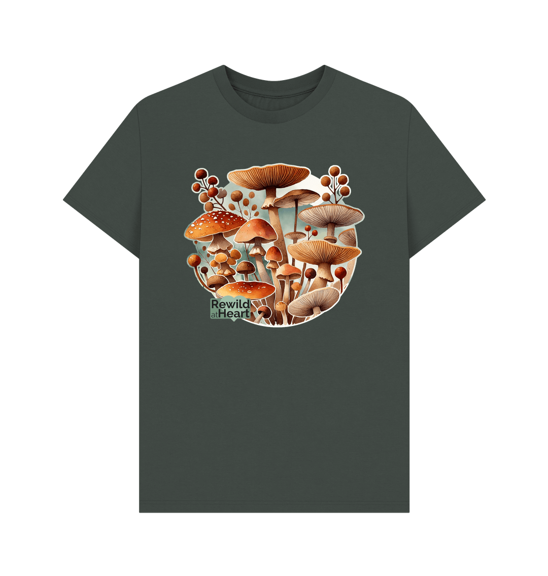 Dark Grey Mushroom Bloom Men's T-Shirt