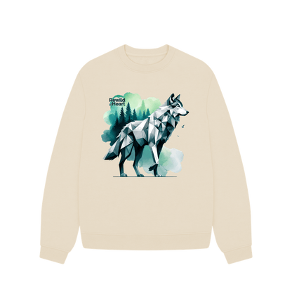 Women s Oversized Wolf Jumper Organic Recycled Rewild at Heart