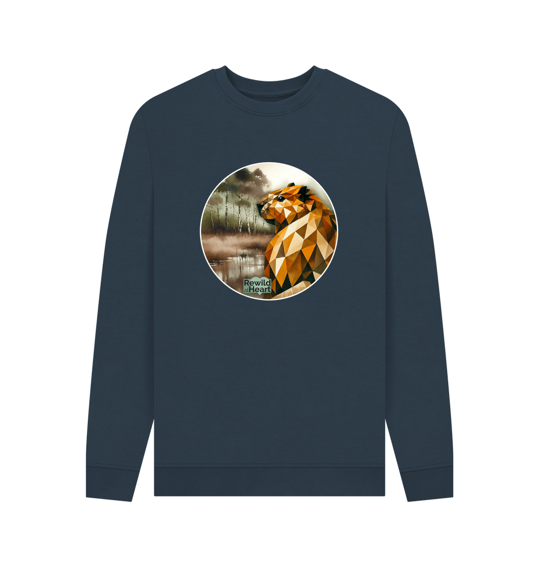 Navy Blue Printed Sweater Front