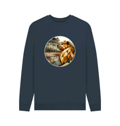 Navy Blue Printed Sweater Front