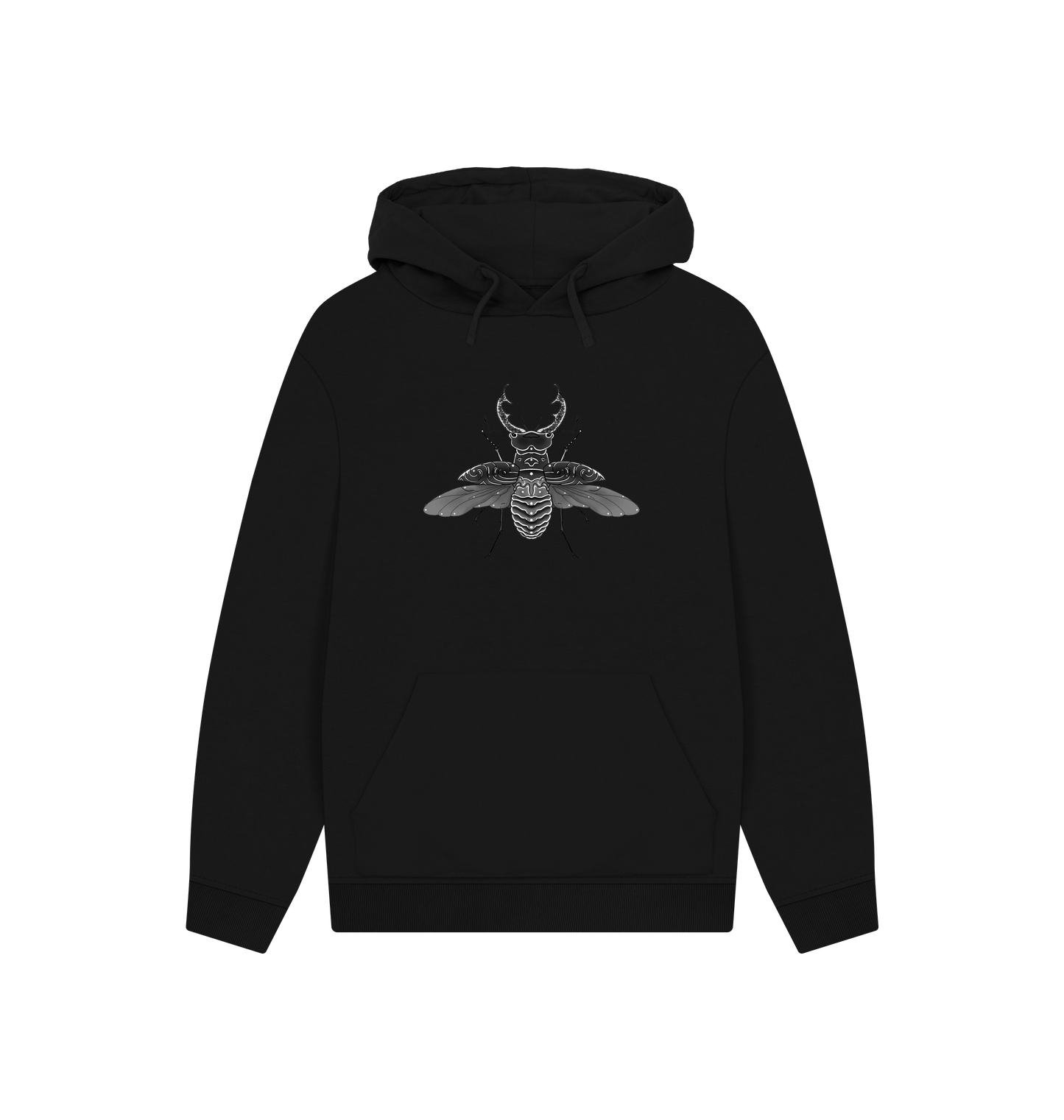 Black Printed Hoody Front