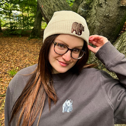 Bear Embroidered Beanie