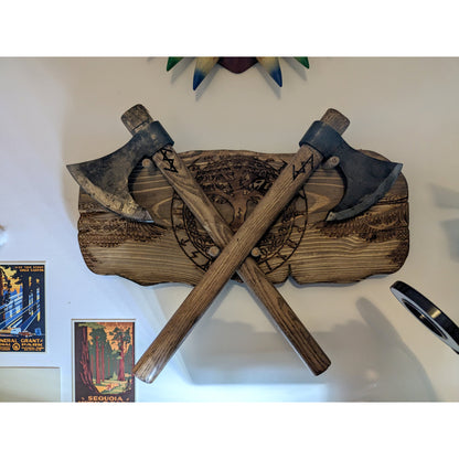 Hand-Crafted Wall-Mounted Viking Throwing Axe Holder