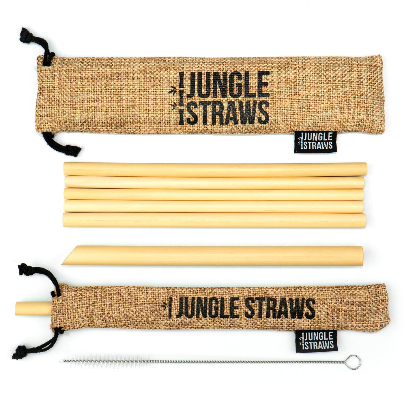 Reusable Bamboo Straw Set with Jute Pouch