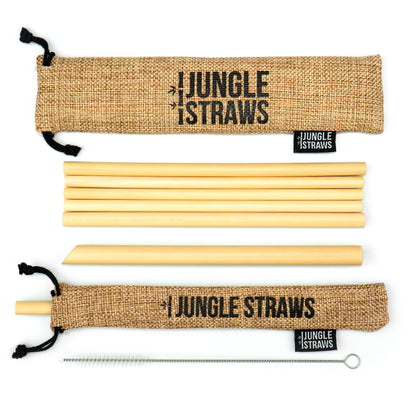 Reusable Bamboo Straw Set with Jute Pouch