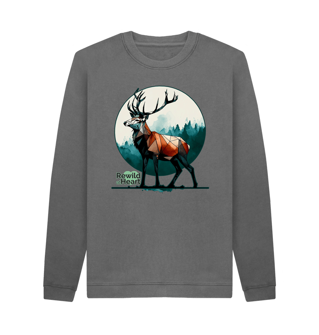 Slate Grey Red Deer Rewild Side Men's Sweater