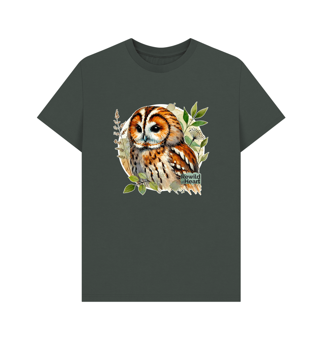 Dark Grey Tawny Owl Forest Men's T-Shirt