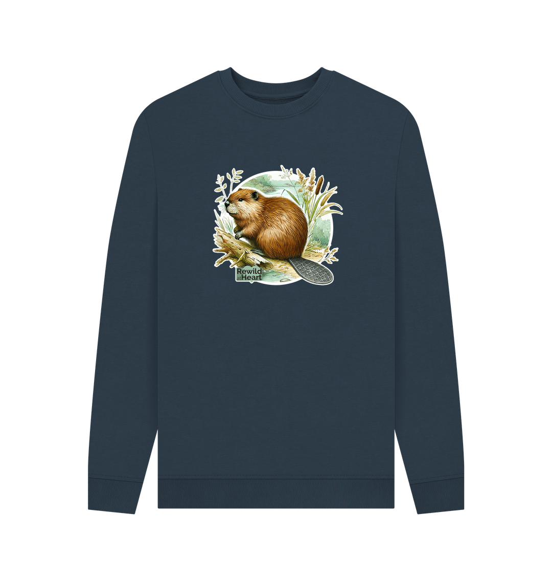 Navy Blue Printed Sweater Front