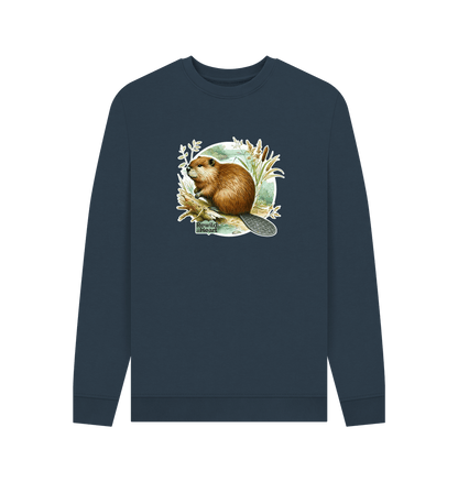 Navy Blue Printed Sweater Front