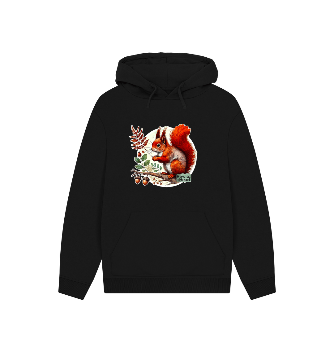 Black Red Squirrel Oak Hoodie