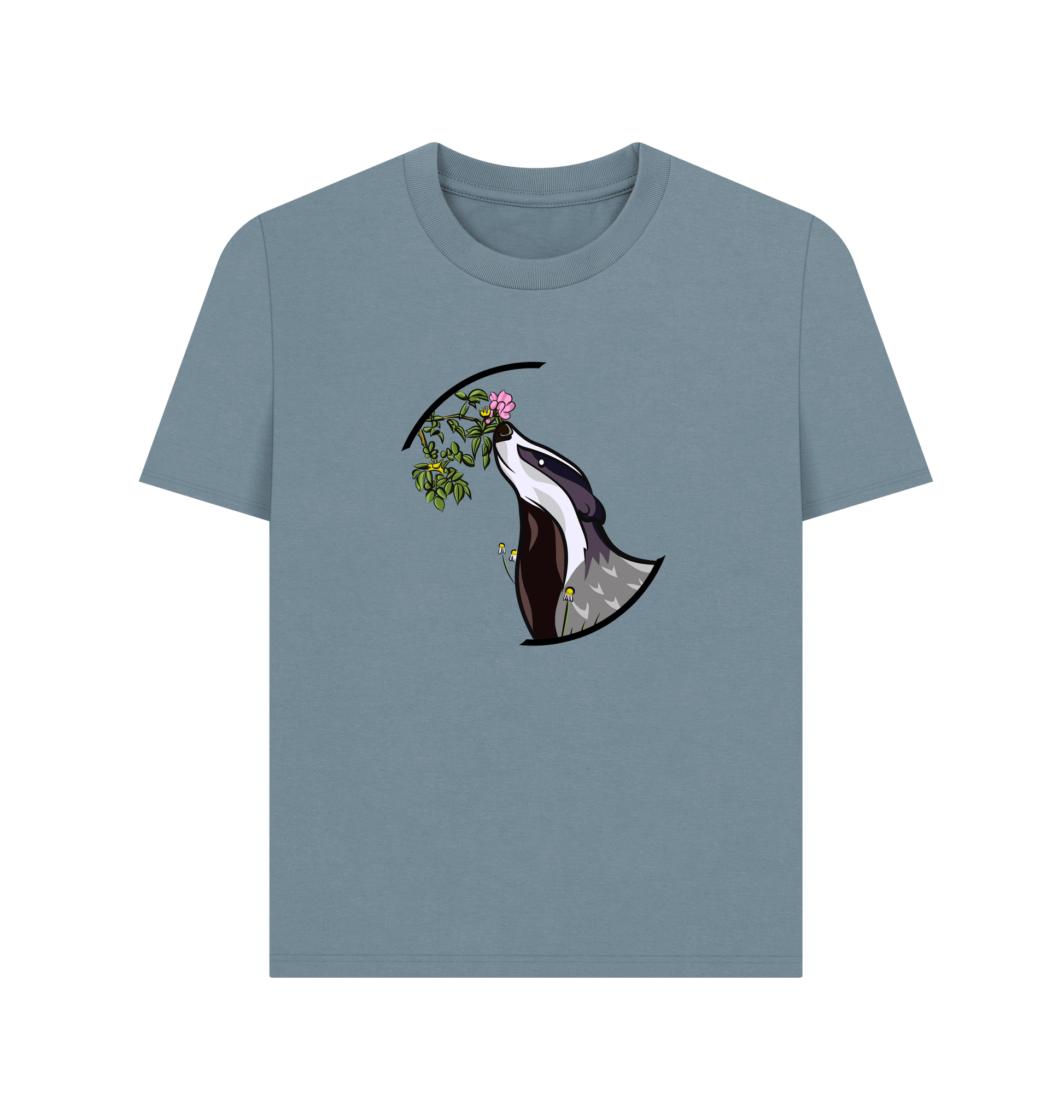 Stone Blue Printed T-shirt Front