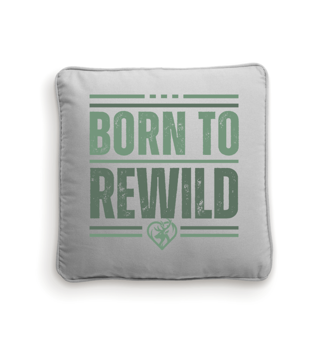 Natural/Light Grey Born to Rewild Piped Cushion Cover