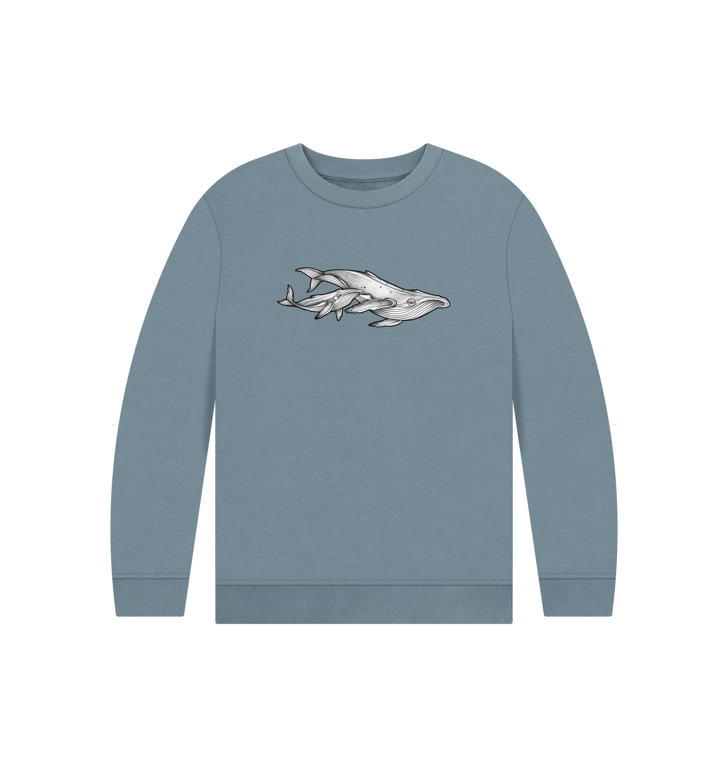 Stone Blue Printed Kids Jumper Front