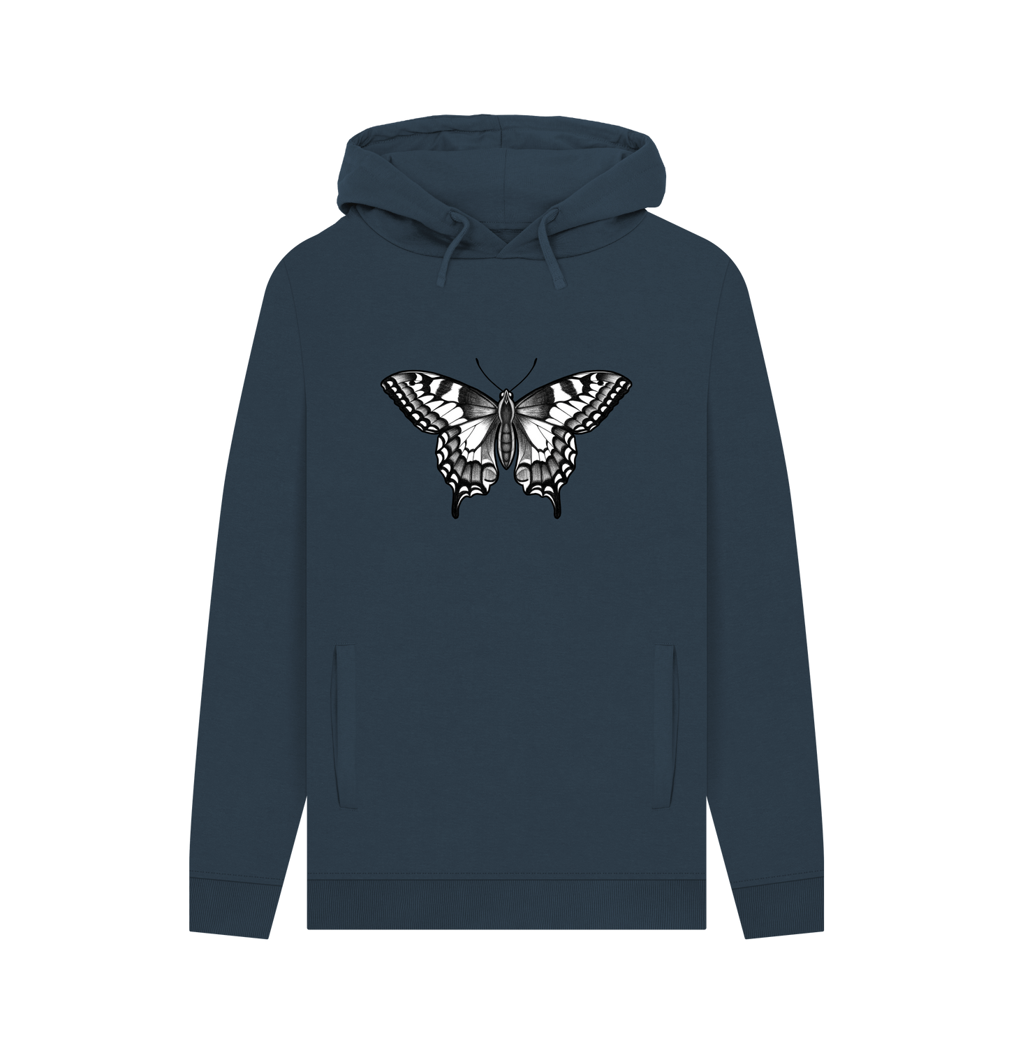Navy Printed Hoody Front