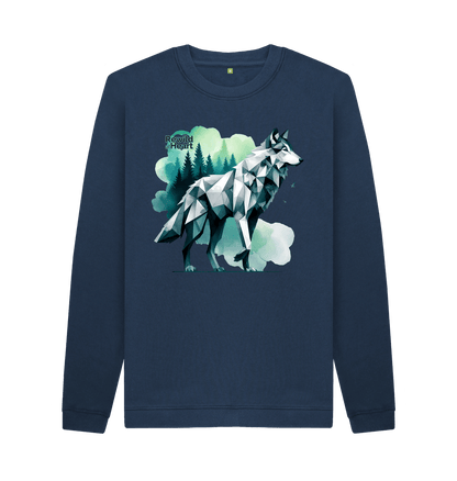 Navy Blue Rewild the Wolf | Men's Sweater