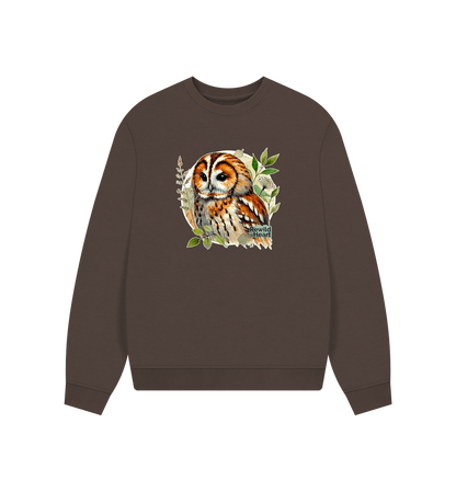 Chocolate Tawny Owl Forest Women's Oversized Jumper