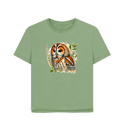 Sage Tawny Owl Forest Women's Relaxed-Fit T-Shirt