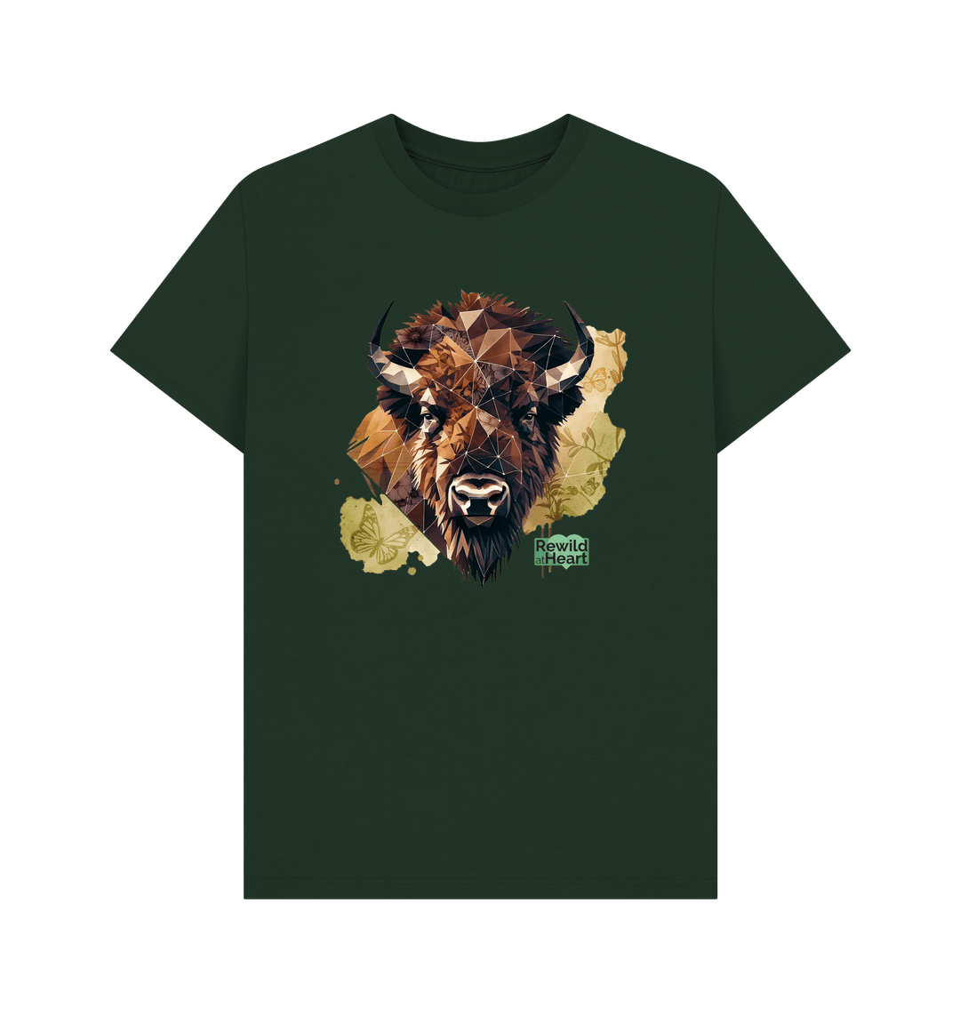 Evergreen Bison with Wildflowers & Butterflies Men's T-Shirt