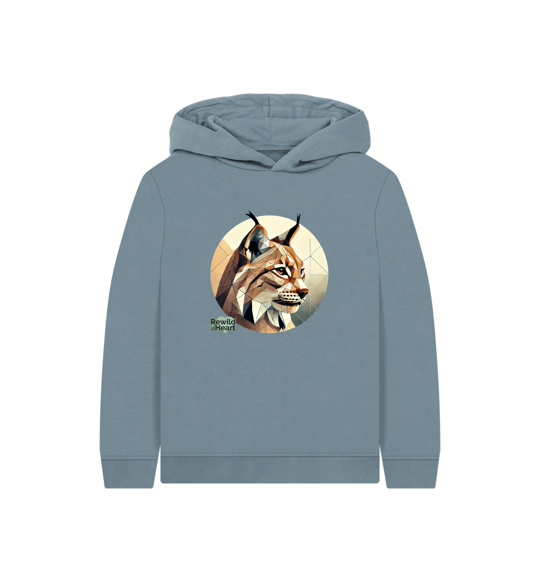 Stone Blue Printed Kids Hoodie Front