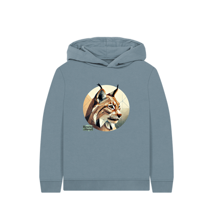 Stone Blue Printed Kids Hoodie Front