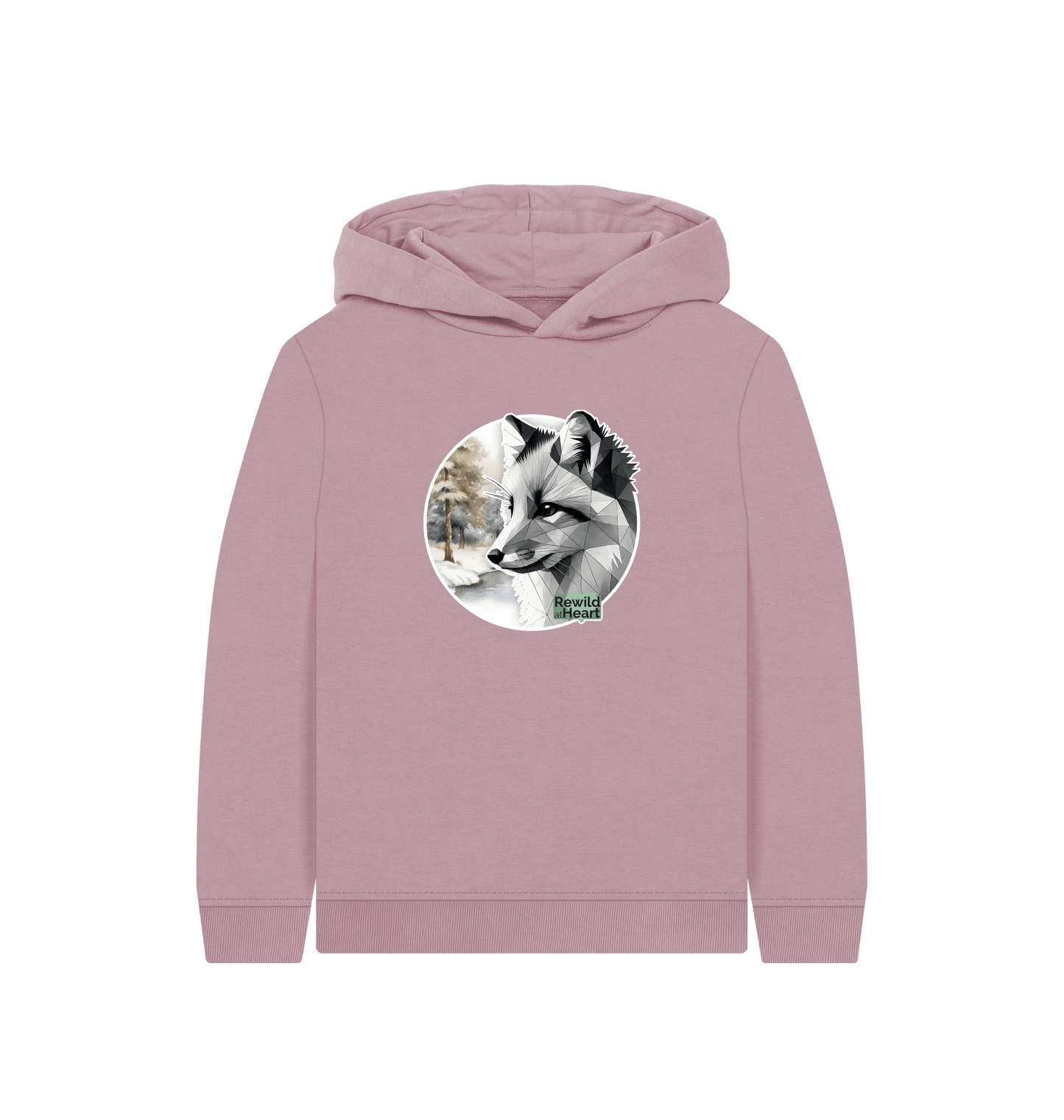 Mauve Printed Kids Hoodie Front