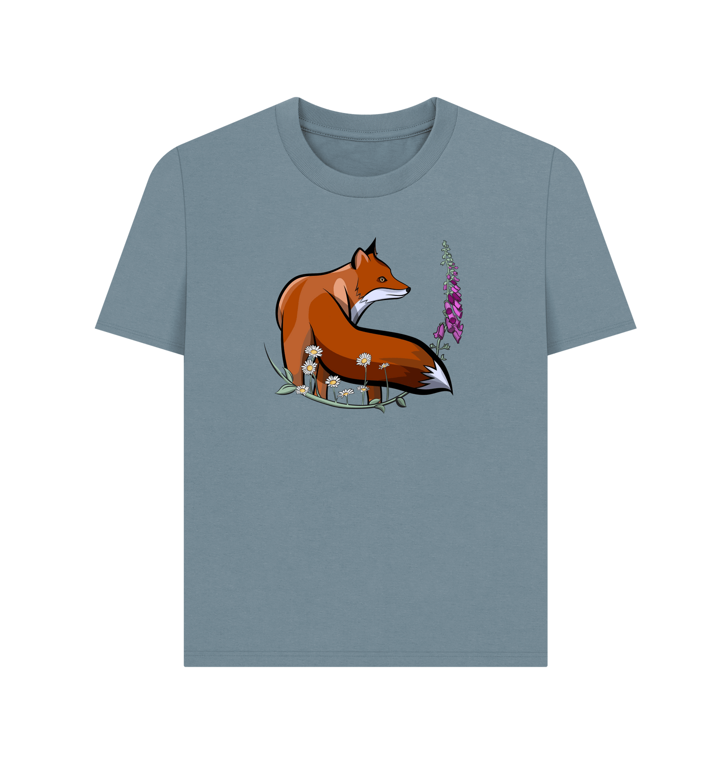 Stone Blue Printed T-shirt Front