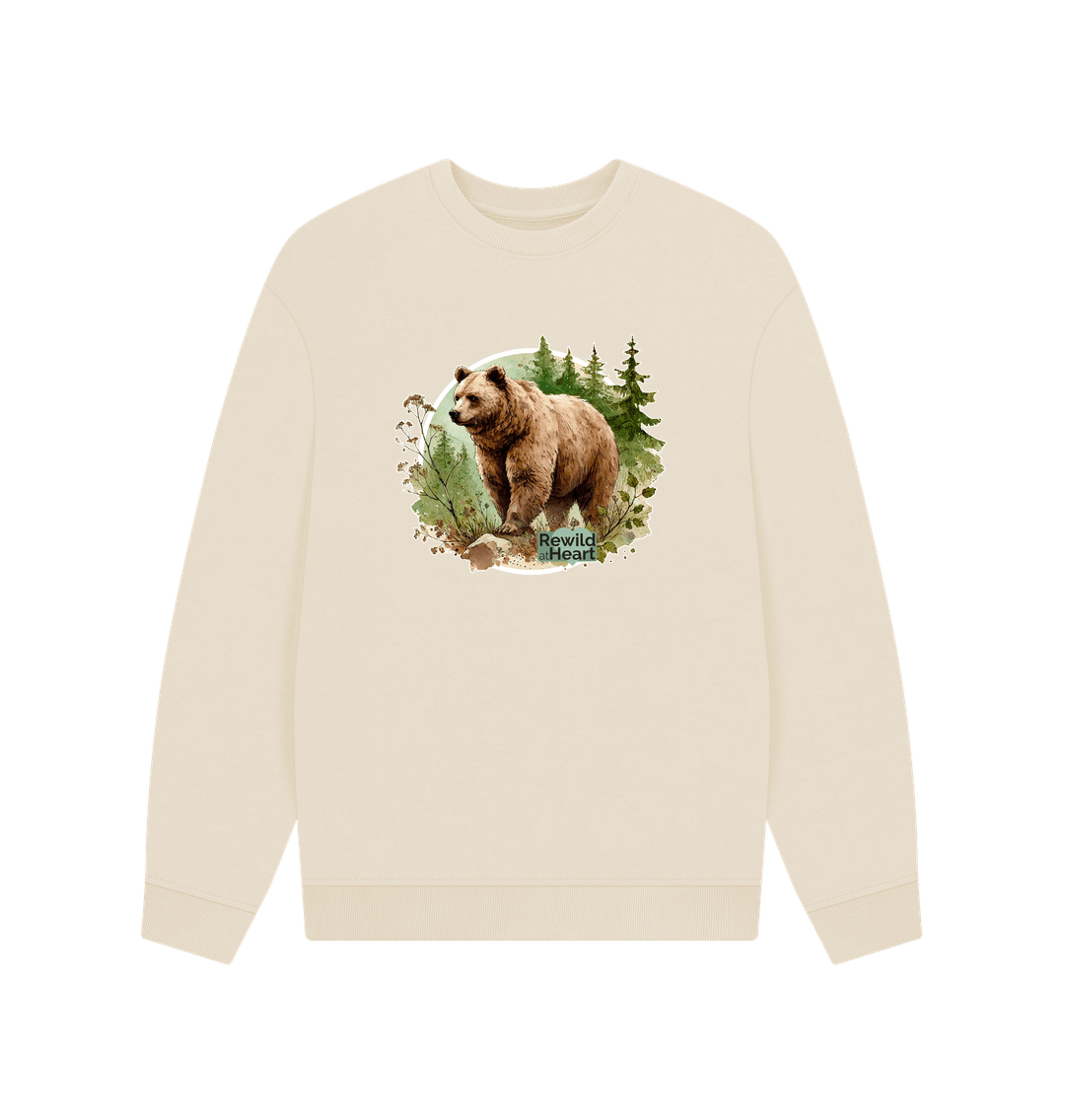 Oat Brown Bear Wilderness Men's Oversized Sweater