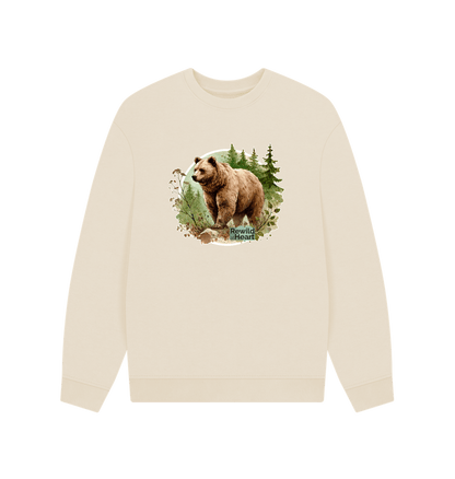 Oat Brown Bear Wilderness Men's Oversized Sweater