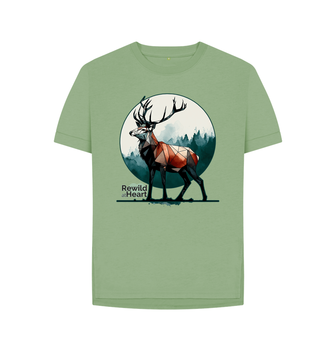 Sage Red Deer Rewild Side | Relaxed-Fit Women's T-Shirt