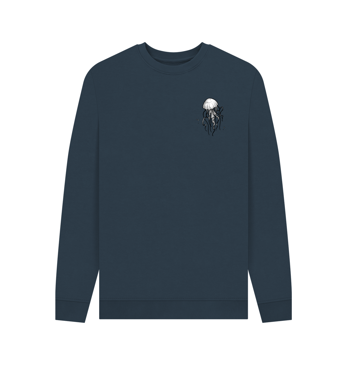Navy Blue Printed Sweater Front
