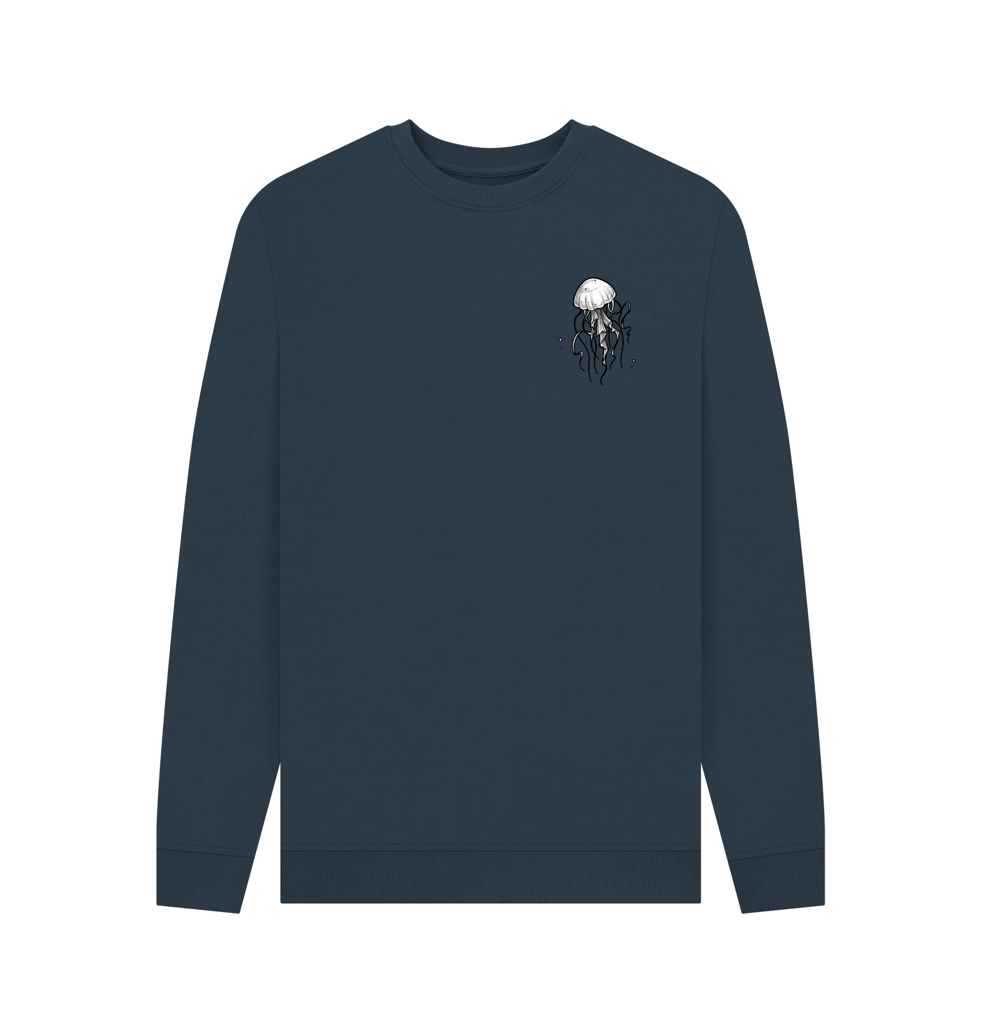 Navy Blue Printed Sweater Front
