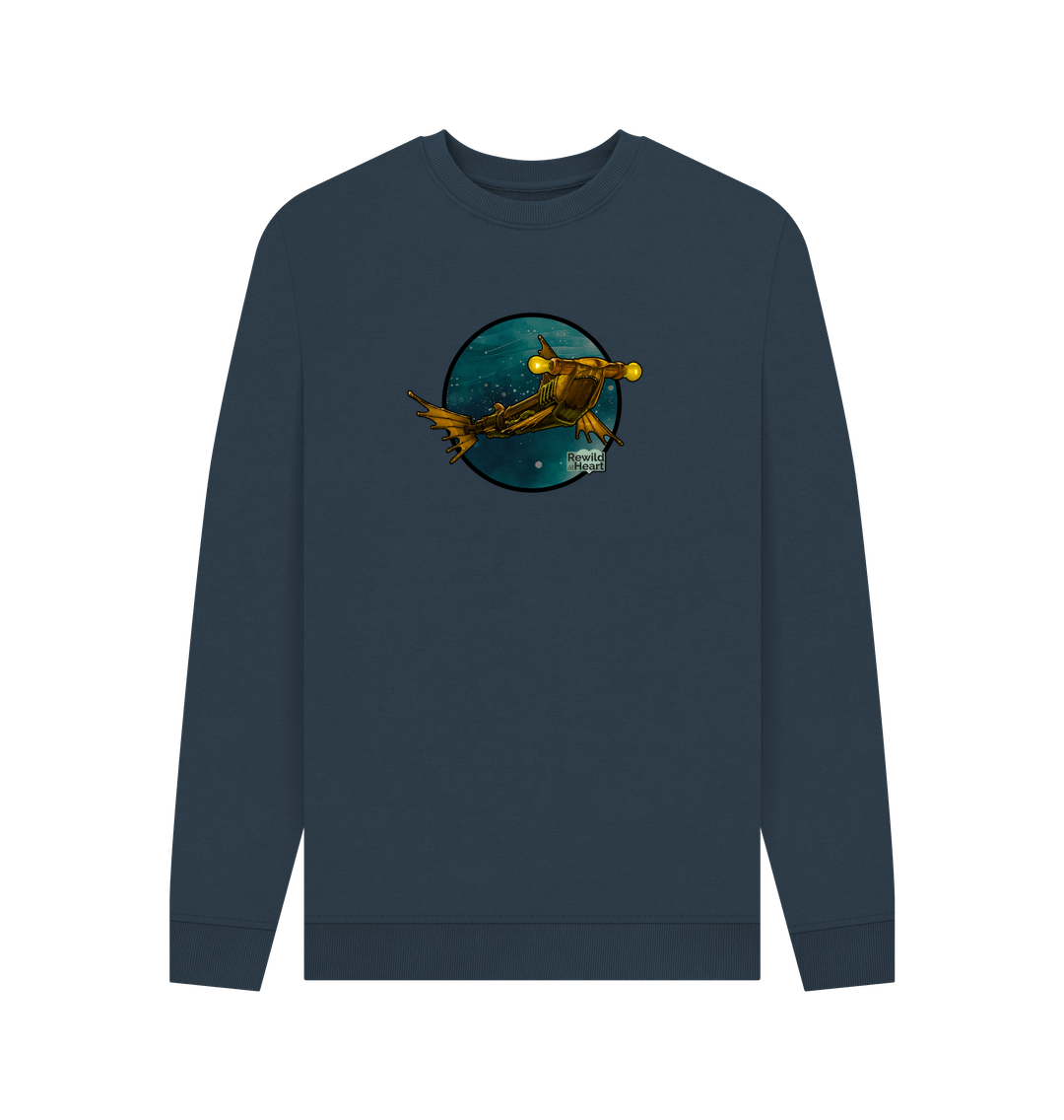 Navy Blue Printed Sweater Front