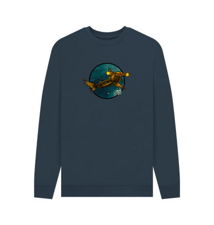 Navy Blue Printed Sweater Front